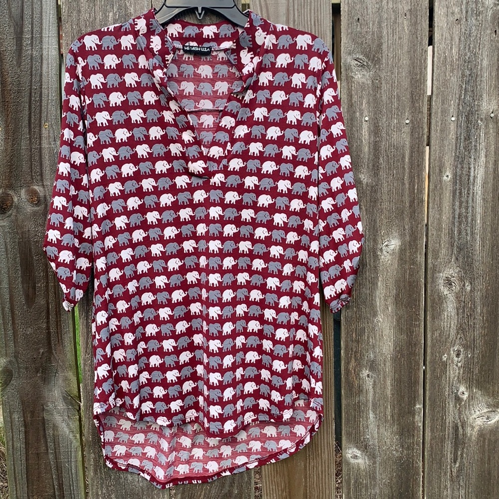 BAMA FANS! Gabby style top with elephants from Hemish! Roll tide!